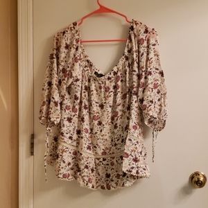3/4 sleeve off shoulder floral top AEO